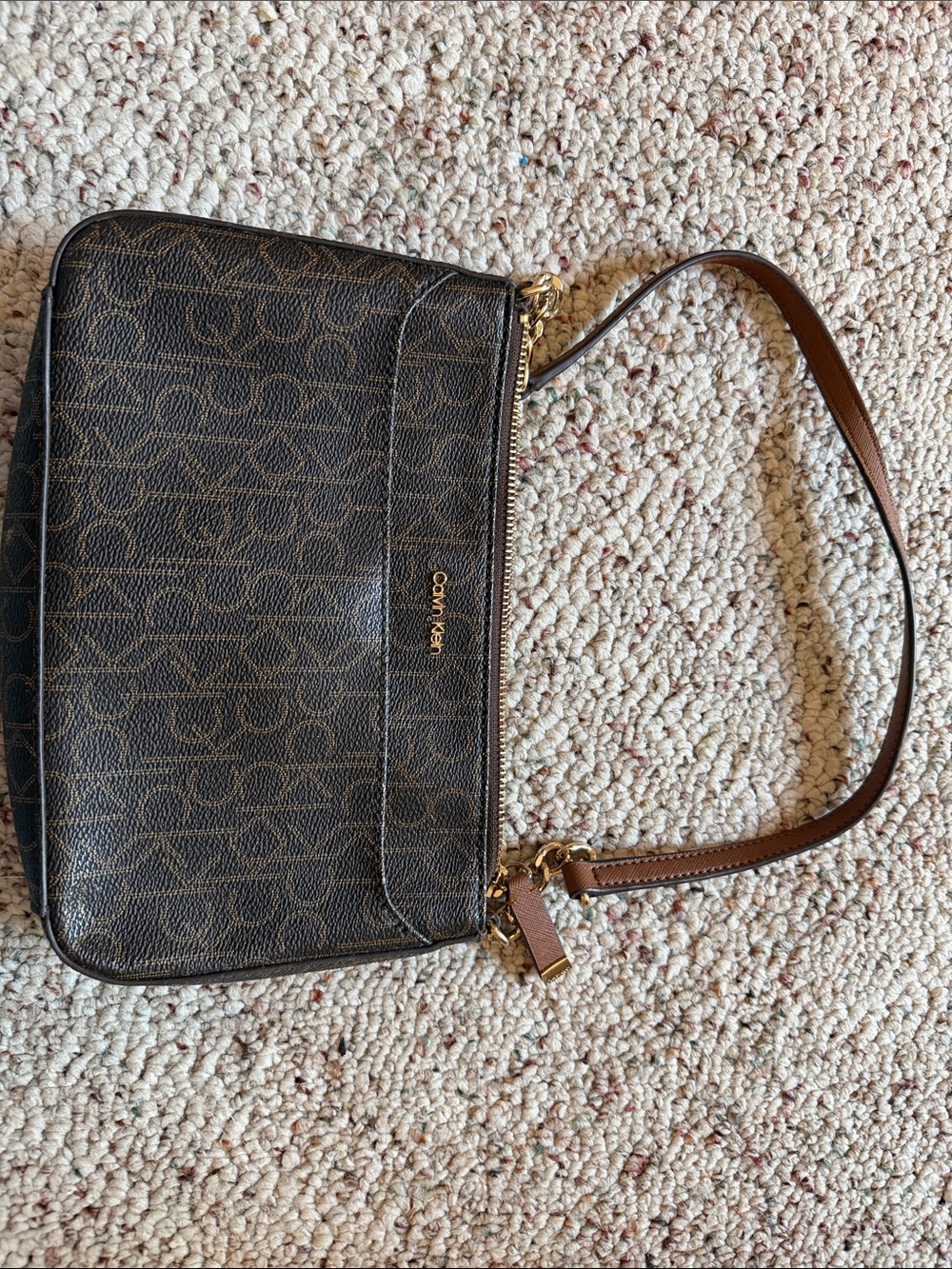 Calvin Klein Dark Brown Monogram Crossbody Bag